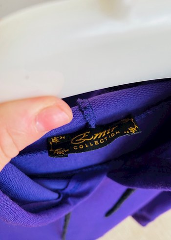 Mor Kapüşonlu Salaş Sweatshirt - Görsel 3