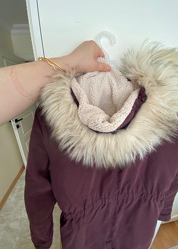 Sokak Stili Bordo Kürklü Kadın Mont - Görsel 5