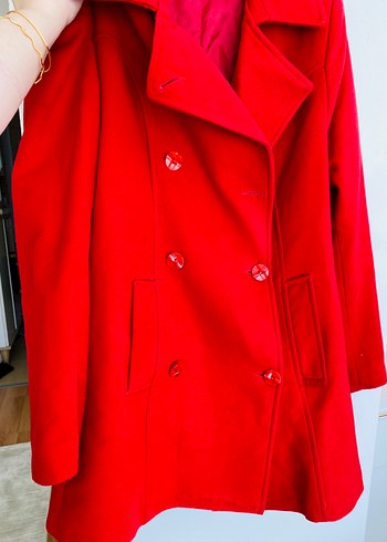 Kırmızı çift düğmeli kaban - Görsel 2