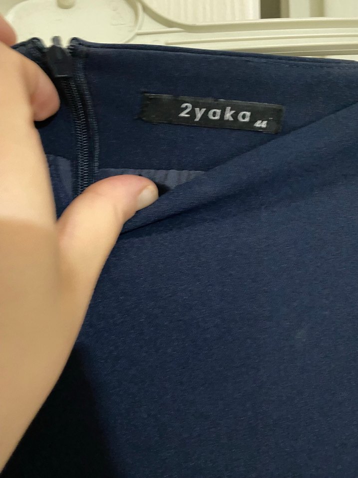 Drapeli Lacivert Uzun Kadın Etek - Görsel 3