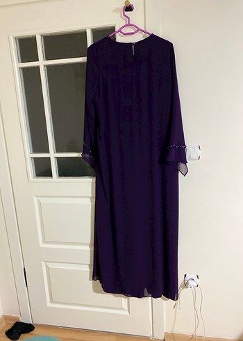 İşlemeli Mor Uzun Kollu Kadın Elbise - Görsel 6