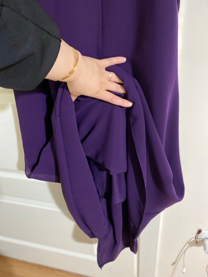 İşlemeli Mor Uzun Kollu Kadın Elbise - Görsel 3