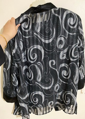 Düğmeli Gri Desenli Uzun  Ceketi - Görsel 5