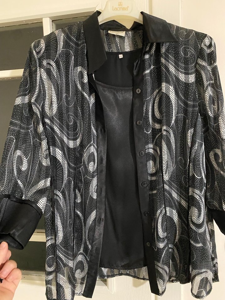 Düğmeli Gri Desenli Uzun  Ceketi - Görsel 2