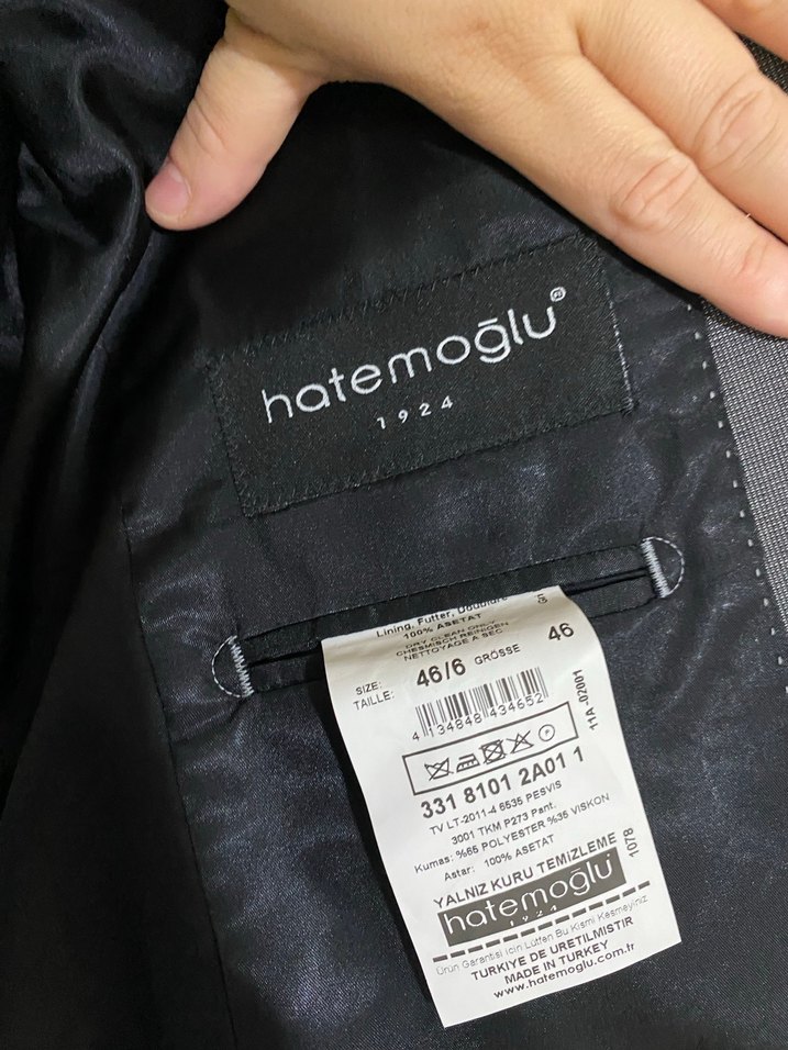 Gri Erkek Ofis Takım Elbise Ceket hatemoglu marka - Görsel 2