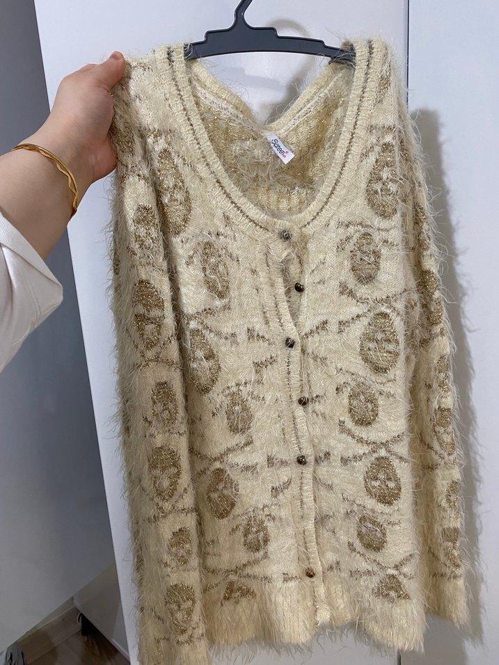 Nakışlı Bej Bohem Kadın Hırka - Görsel 2