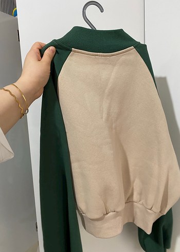 Yeşil Baskılı Fermuarlı Kadın Sweatshirt - Görsel 4