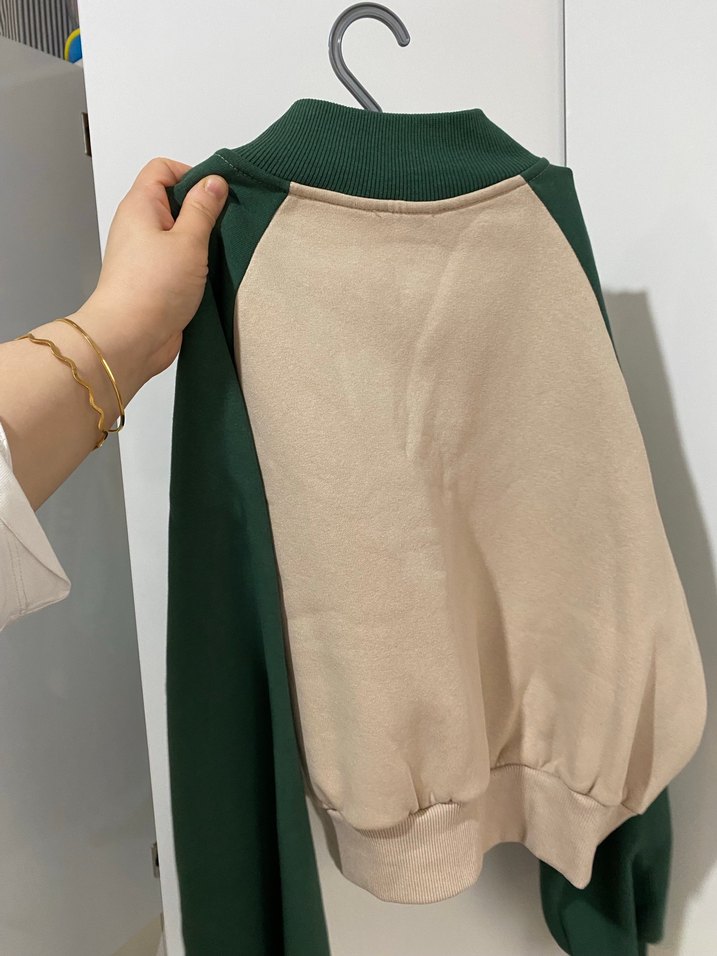 Yeşil Baskılı Fermuarlı Kadın Sweatshirt - Görsel 4