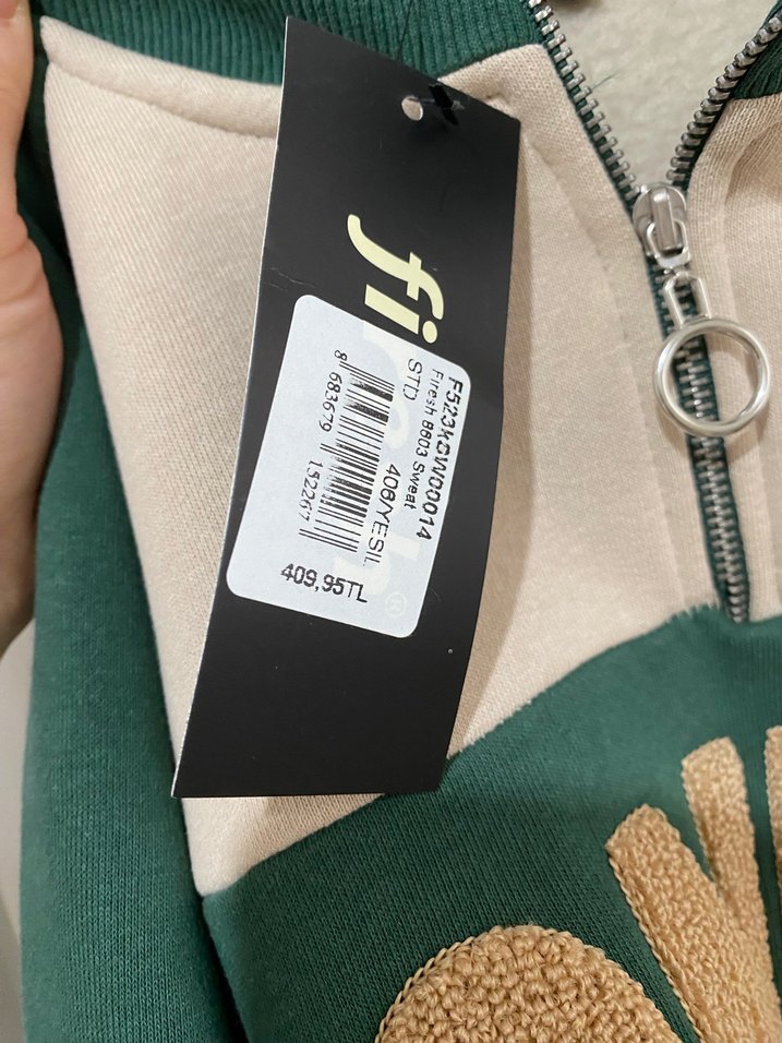 Yeşil Baskılı Fermuarlı Kadın Sweatshirt - Görsel 2