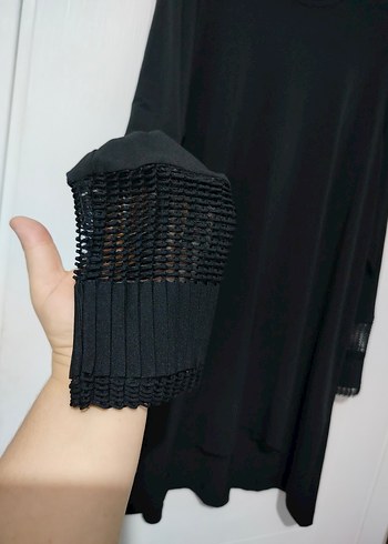 50 Beden siyah Renk Siyah Uzun Kollu Salaş Gotik Tunik