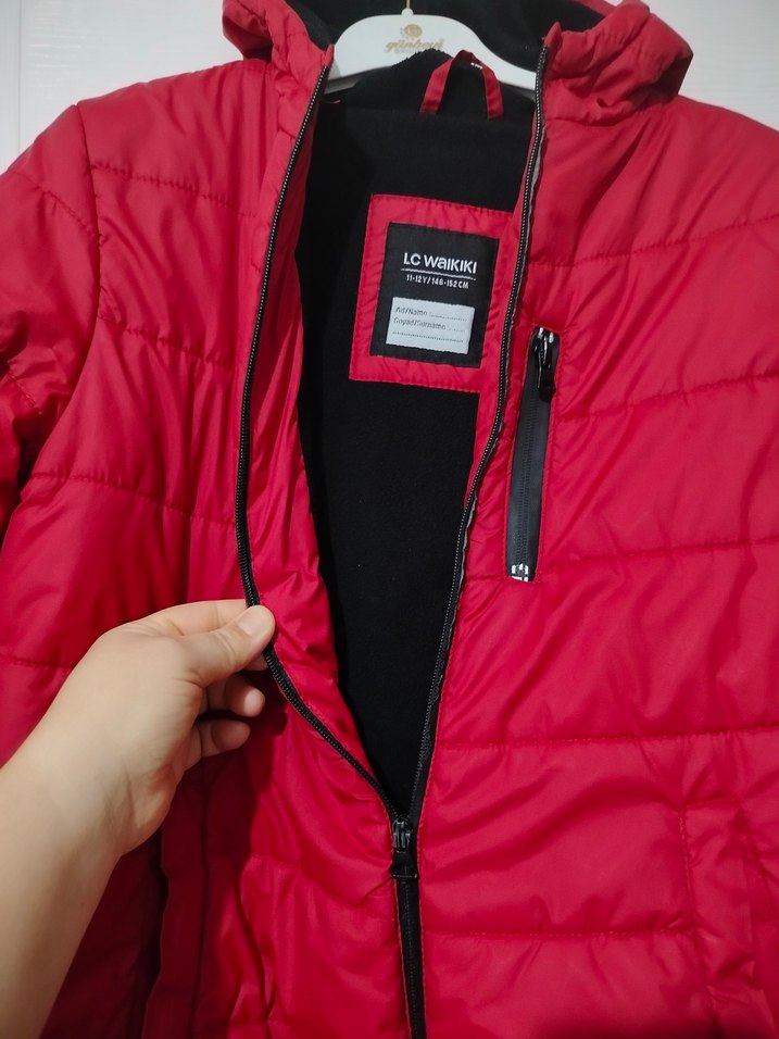 Koyu Kırmızı Fermuarlı Erkek Çocuk Mont - Görsel 3