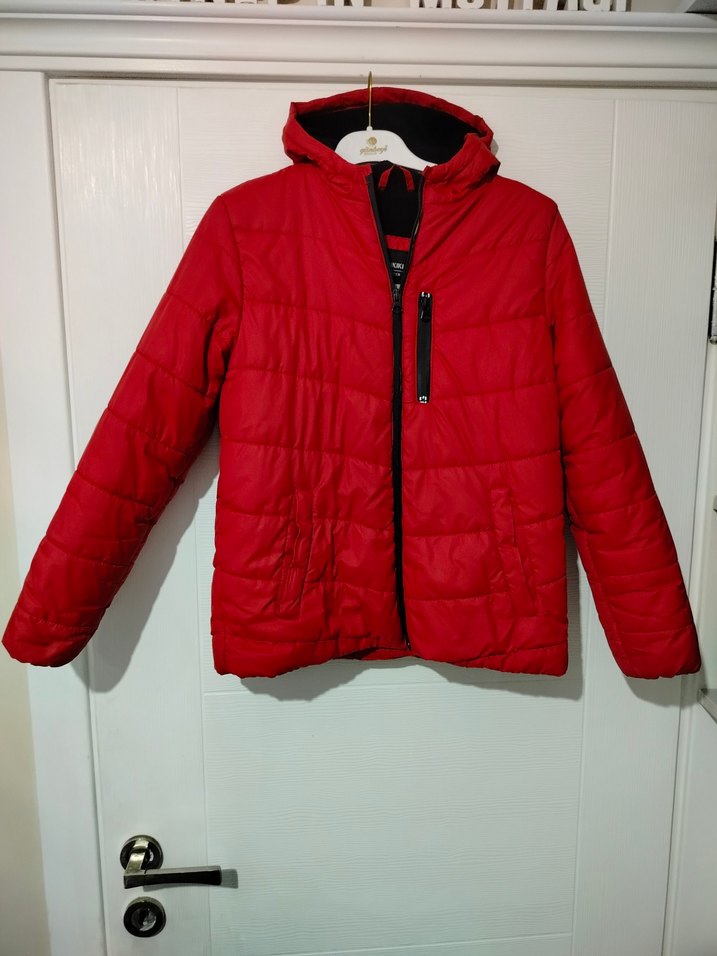 Koyu Kırmızı Fermuarlı Erkek Çocuk Mont - Görsel 4