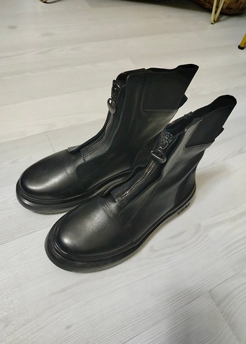 Siyah Deri Goth Stiletto Topuklu Bot - Görsel 8