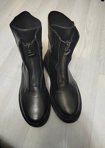 Siyah Deri Goth Stiletto Topuklu Bot - Görsel 7