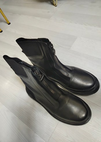 Siyah Deri Goth Stiletto Topuklu Bot - Görsel 10