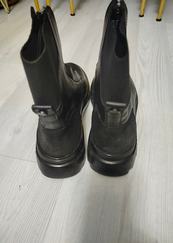 Siyah Deri Goth Stiletto Topuklu Bot - Görsel 9