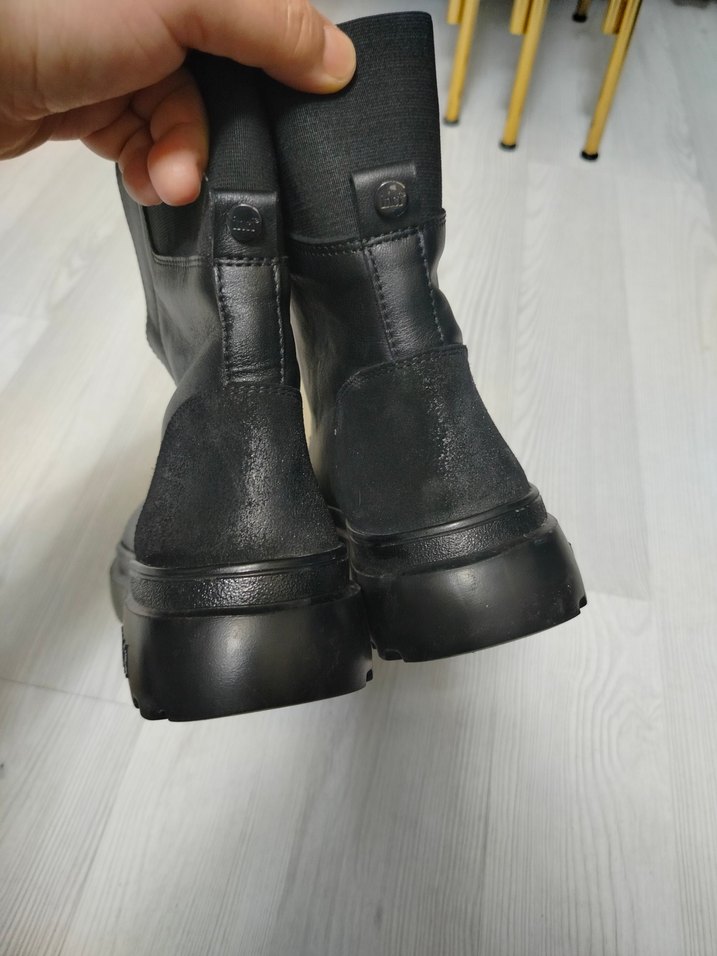 Siyah Deri Goth Stiletto Topuklu Bot - Görsel 2