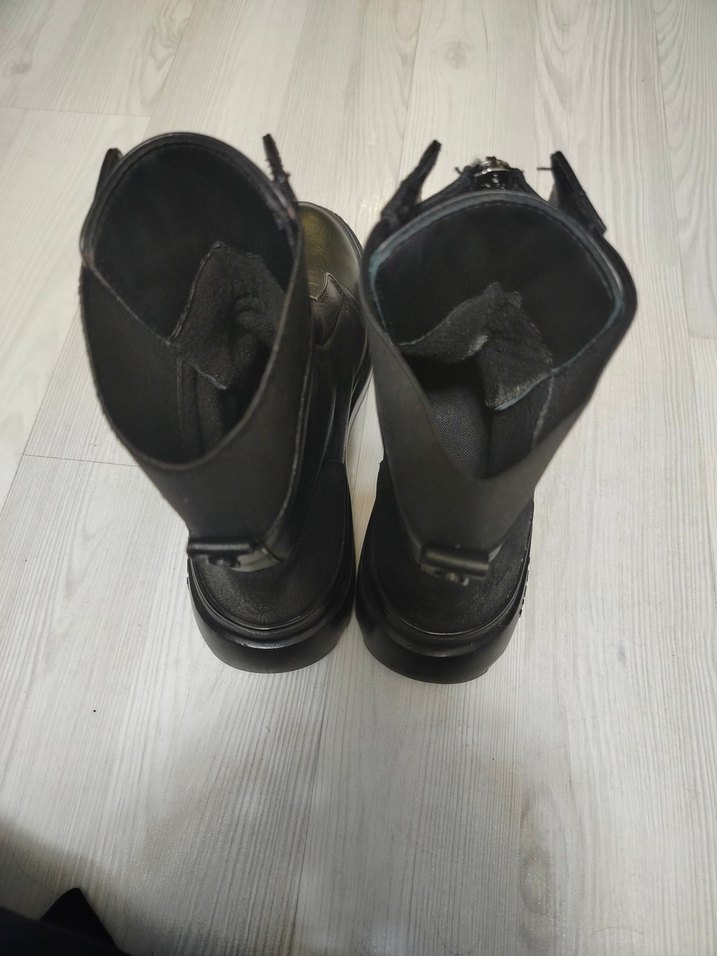 Siyah Deri Goth Stiletto Topuklu Bot - Görsel 3