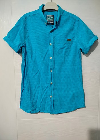 Mavi Düğmeli Kısa Kollu Erkek Gömlek - Görsel 2