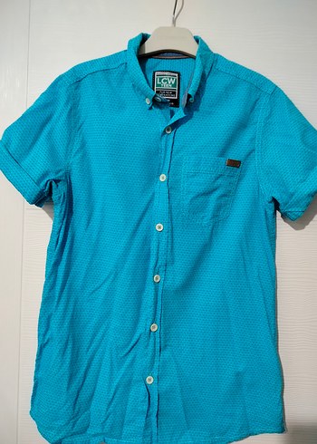 Mavi Düğmeli Kısa Kollu Erkek Gömlek - Görsel 3