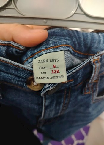 Erkek Çocuk Bağlama Desenli Mavi Denim Pantolon - Görsel 3