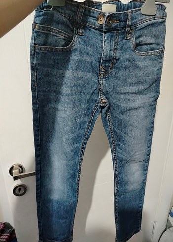 Erkek Çocuk Bağlama Desenli Mavi Denim Pantolon - Görsel 2