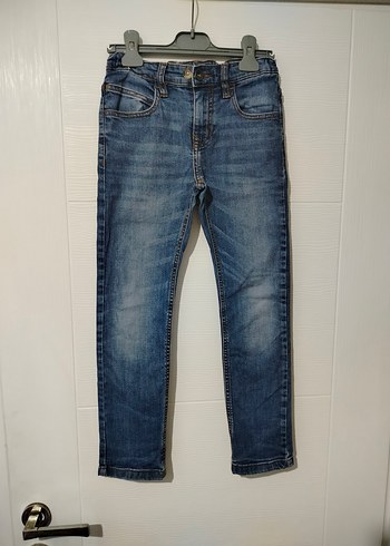 Erkek Çocuk Bağlama Desenli Mavi Denim Pantolon - Görsel 5