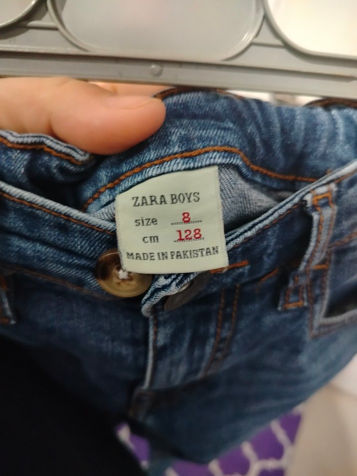 Erkek Çocuk Bağlama Desenli Mavi Denim Pantolon - Görsel 3