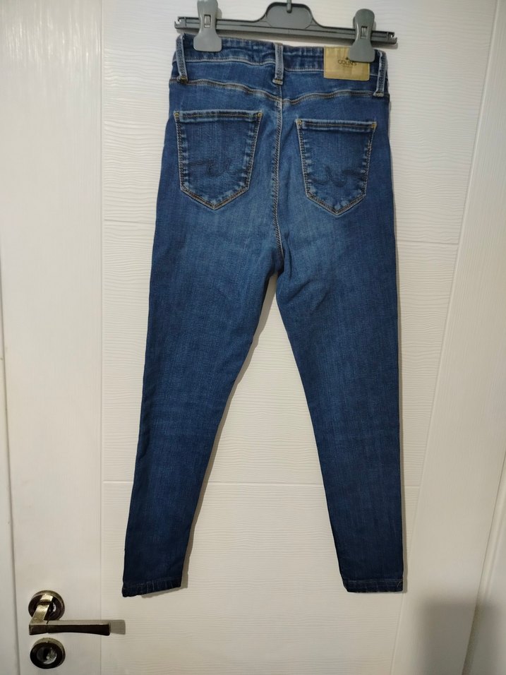 Kız çocuk Lacivert Denim Kemerli Günlük Jean - Görsel 5