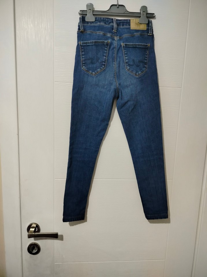 Kız çocuk Lacivert Denim Kemerli Günlük Jean - Görsel 4