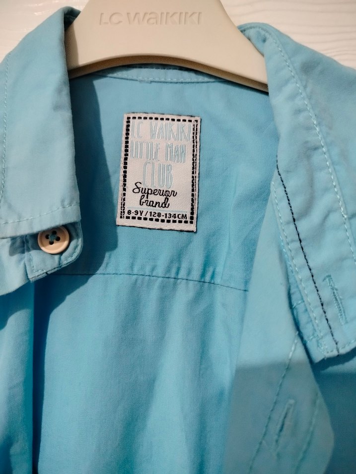 Erkek Çocuk Kısa Kollu Mavi Denim Gömlek - Görsel 4