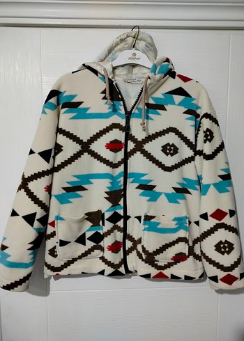 Kapüşonlu Desenli Kadın Ceket - Görsel 6