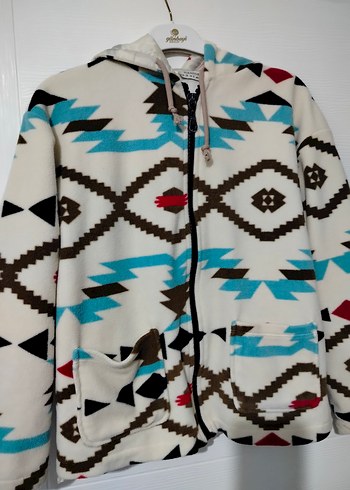 Kapüşonlu Desenli Kadın Ceket - Görsel 5