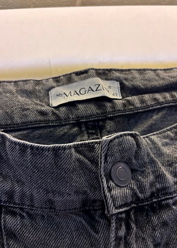 Gri Kadın Denim Bol Kesim Midi Jean - Görsel 5