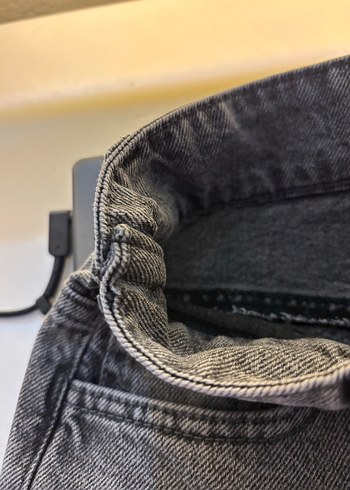 Gri Kadın Denim Bol Kesim Midi Jean - Görsel 4