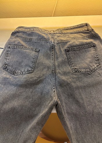 Gri Kadın Denim Bol Kesim Midi Jean - Görsel 2