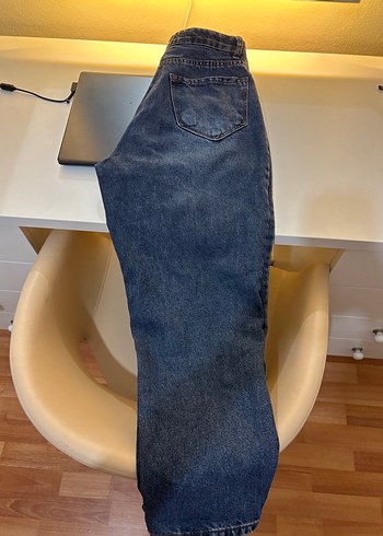 Mavi Bol Kesim Midi Kot Pantolon - Görsel 3