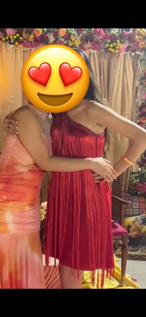 Kırmızı Tek Omuz Püsküllü  Elbise - Görsel 3