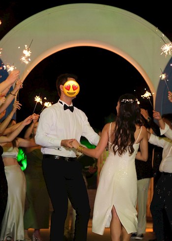 Diğer Beyaz Işıltılı Askılı Midi After Elbisesi