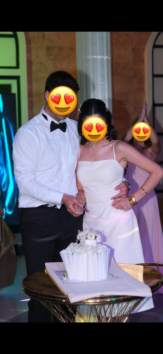 Beyaz Işıltılı  Askılı Midi After Elbisesi - Görsel 3