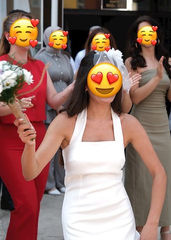 Diğer Beyaz Midi Sade Nişan Elbisesi