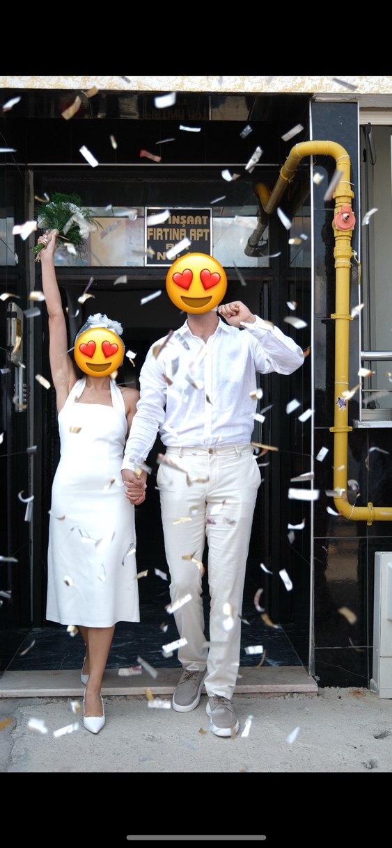 Beyaz Midi Sade Nişan Elbisesi - Görsel 5