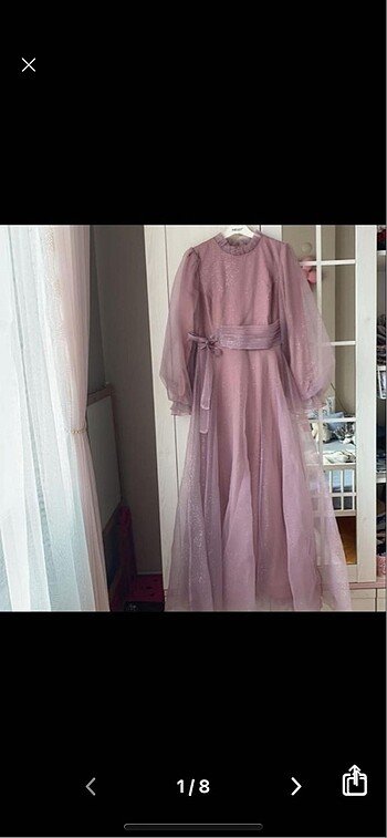 Pembe tül abiye simli