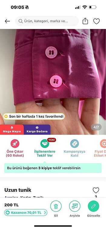 38 Beden pembe Renk Armine tunik