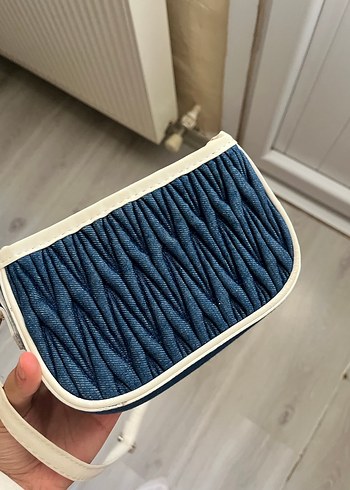 Beden Miu Miu Mavi Denim Fermuarlı Kadın Çanta