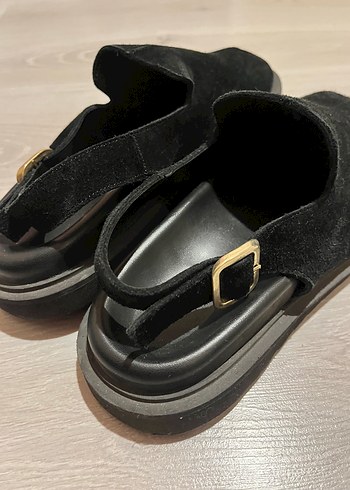 39 Beden Siyah Süet Kadın Platform Topuklu Sandalet