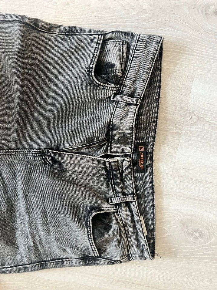 Gri Bol Kesim  Kot Pantolon - Görsel 2