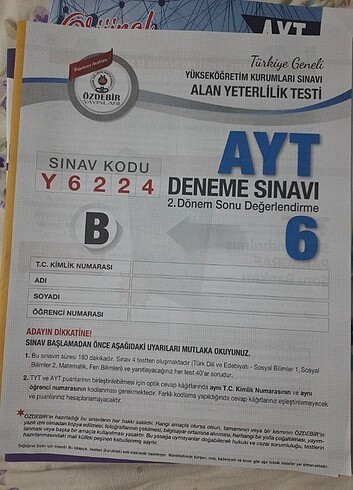  Beden yks 2024 ayt tekli toplu denemeler