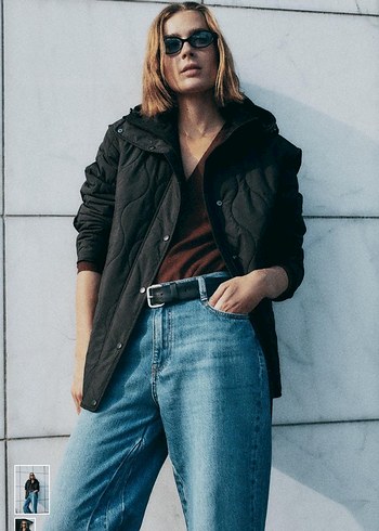 xs Beden Zara Siyah Kapüşonlu Kadın Mont