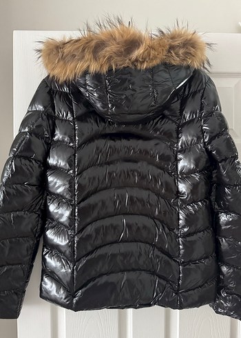 s Beden siyah Renk Moncler Kürk Detaylı Siyah Kadın Kışlık Mont